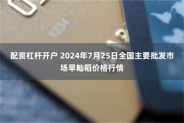 配资杠杆开户 2024年7月25日全国主要批发市场早籼稻价格行情