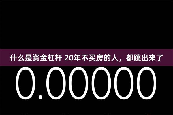 什么是资金杠杆 20年不买房的人，都跳出来了