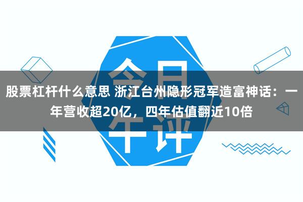 股票杠杆什么意思 浙江台州隐形冠军造富神话：一年营收超20亿，四年估值翻近10倍