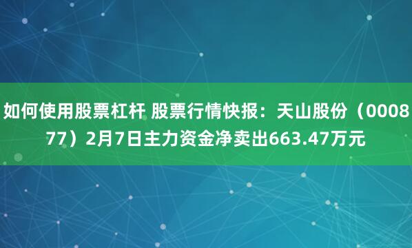 如何使用股票杠杆 股票行情快报：天山股份（000877）2月7日主力资金净卖出663.47万元