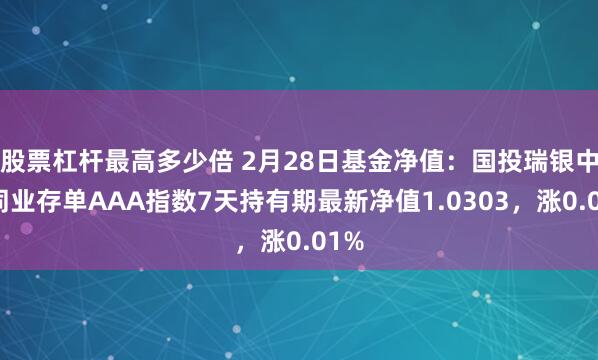 股票杠杆最高多少倍 2月28日基金净值：国投瑞银中证同业存单AAA指数7天持有期最新净值1.0303，涨0.01%